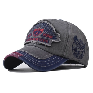 Vintage Washed Cotton Baseball Cap Distressed New York Embroidery Streetwear Adjustable Sun Hat For Men Women