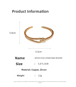 Detail van de vergulde koperen kruisarmband met zirkonia-pavézetting en glans