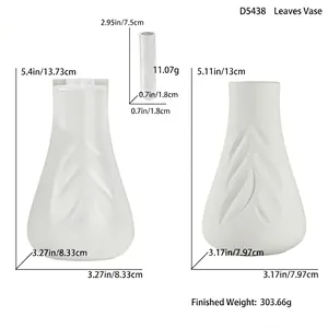 Silicone leaf pattern vase mold dimensions showing height 13.73cm and width 8.33cm