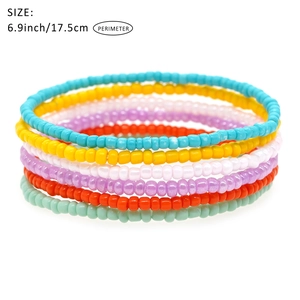Ensemble de bracelets en perles arc-en-ciel colorées avec périmètre de 17,5 cm