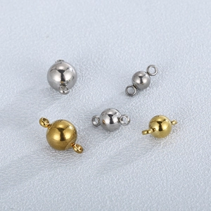 Stainless Steel Round Ball Magnetic Clasps Loop Connectors For DIY Jewelry Making Necklaces Bracelets Accessories