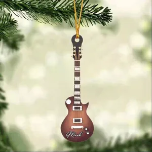 Guitar Hanging Ornament Acrylic Christmas Tree Decoration Musical Instrument Car Mirror Decor Guitar Lover Gift