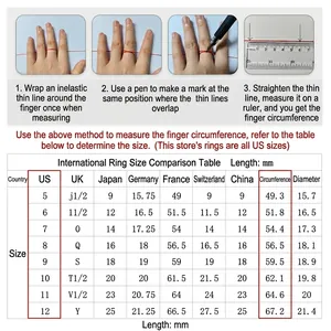 Guía de tallas de anillos universal con medidas US UK JP EU e instrucciones de medición