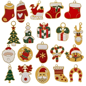 Set of 20 festive Christmas stainless steel enamel charms including Santa and reindeer