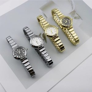 Women Quartz Watch Elegant Roman Numeral Dial Stainless Steel Slim Strap Rhinestone Inlaid Waterproof Casual Wristwatch