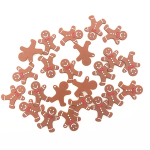 Brown gingerbread man Christmas tree ornaments with white details and red bows