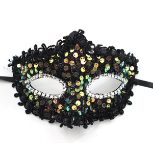 Halloween sequined masquerade mask with colorful glitter and silver eye trim
