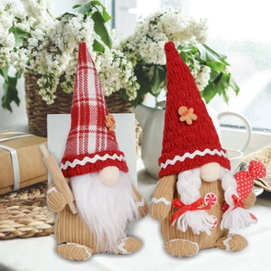 Christmas gnome dolls set with gingerbread man theme for festive home table decoration