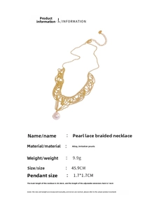 Detailed size parameters and materials of the pearl lace necklace with dimensions
