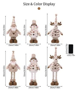 Size chart showing height and width for Christmas Santa, Snowman, and Reindeer plush dolls