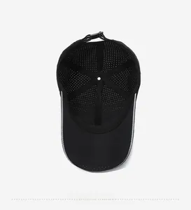 Detail of the mesh lining and reflective brim on a breathable quick-dry baseball cap