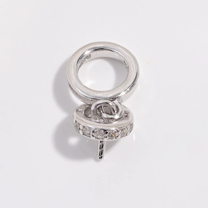 Bélière de pendentif en argent S925 avec zircons blancs sertis pour création bijoux