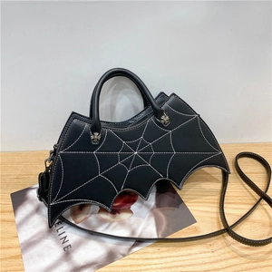 Schwarze Fledermaus PU Leder Umhängetasche Halloween Gothic Handtasche für Damen neu