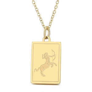 Collana con ciondolo quadrato zodiaco Sagittario in acciaio dorato per uomini e donne