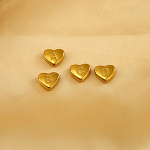 Heart Initial Pendant 304 Stainless Steel 18K Gold Plated Double Sided Mirror Polished DIY Jewelry Accessory Necklace
