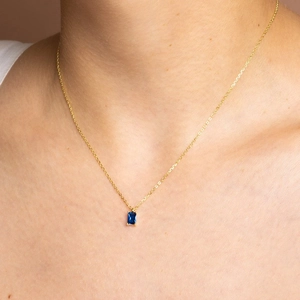 Collier Pendentif Baguette Minimaliste Cuivre Plaqué Or 18K Géométrique Zircone Chaîne De Clavicule Pour Femmes