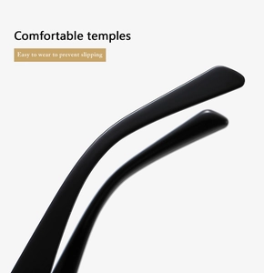 Detail of comfortable black temples on polygonal sunglasses with anti-slip design