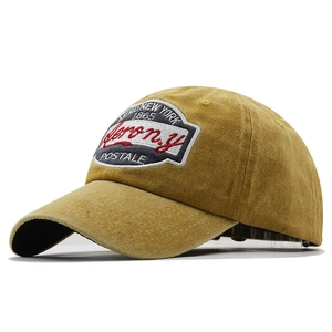 Casquette vintage en coton délavé jaune moutarde avec broderie Aero New York 1865