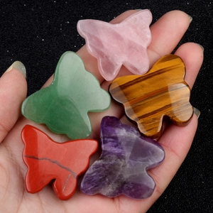 Butterfly Carved Natural Stone Crystals Amethyst Rose Quartz Tiger Eye Healing Gemstones Desktop Home Decor Ornaments Figurine