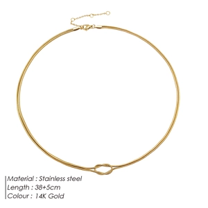 14K gold-plated stainless steel knotted snake chain necklace with 38+5cm lobster clasp