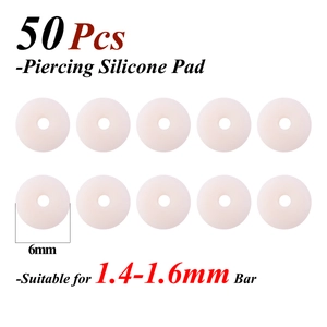 Detailed view of 50pcs silicone piercing healing discs with 6mm outer diameter specifications
