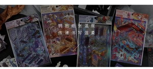 Detailed 2.5D isometric view stickers showing miniature room scenes for DIY journaling