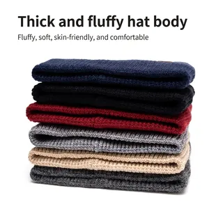 Thick knitted beanies for men available in navy, black, red, grey, beige and dark grey