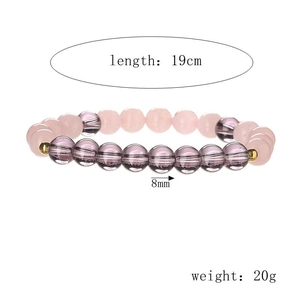 Detail showing 8mm pink and purple amethyst beads on 19cm elastic beaded bracelet