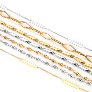 18k gold- und silberfarbene Edelstahlketten in Paperclip- und Kugelketten-Ausführung