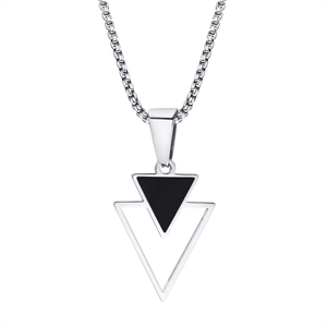 Collana geometrica da uomo in acciaio inossidabile con ciondolo a triangolo nero