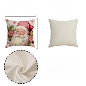 Pink Santa Claus Christmas pillow cover in polyester fabric with festive holiday print