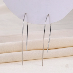 Orecchini a gancio lungo a forma di U in argento S925 minimalista, finitura lucida