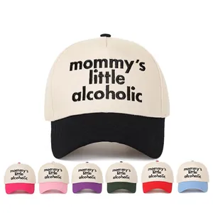 Mommy's Little Alcoholic Embroidery Baseball Cap Cotton Adjustable Contrast Color Curved Brim Casual Outdoor Sun Hat