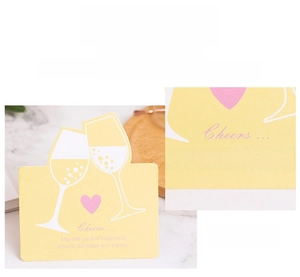 Detail of 12 color options for heart greeting cards with champagne glasses illustration