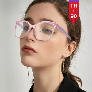 Fashion Square Cat Eye Eyeglass Frames Women TR90 PC Anti Blue Light Lightweight Transparent Luxury Glasses