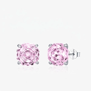 Boucles D'oreilles Puces En Zircone Cubique Rose Avec Tige En Argent Sterling 925 Pour Femmes Accessoires Quotidiens Brillants