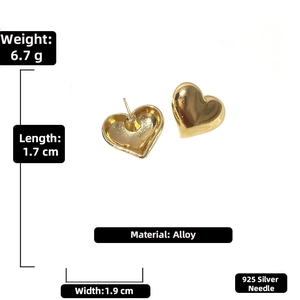 Spécifications des boucles d'oreilles cœur avec tiges en argent 925 et alliage