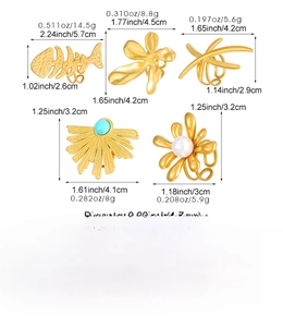 Size chart showing weight and dimensions for stainless steel flower and textured ring set