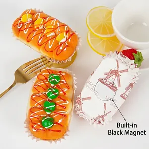 Realistic PU fruit cupcake toy magnets with built-in magnetic back for home decor