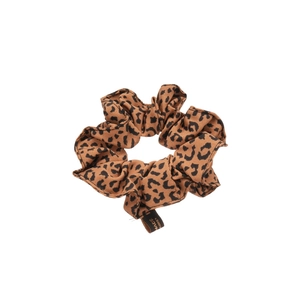 Chic leopard print fabric scrunchie with soft elastic, minimalist Korean style hair accessory