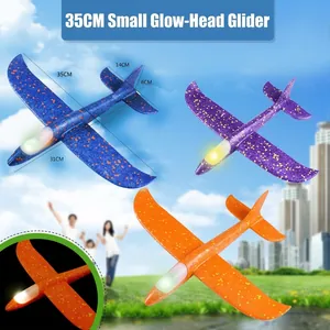 35cm LED foam glider planes for kids in blue purple and orange colors for outdoor play