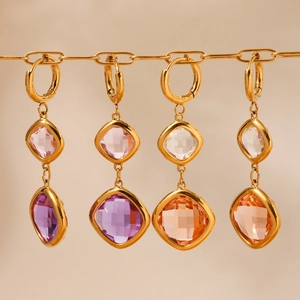 Czech glass drop earrings in four colors with 18K gold plated hooks for luxury parties