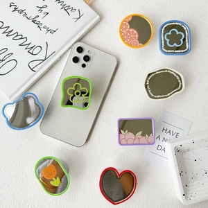 Supporto per cellulare con specchio a forma di fiori, cuori e frutti colorati