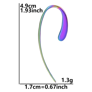 Detail view of colorful gradient earrings in 304 stainless steel with size dimensions