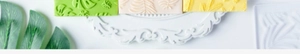 Detailed relief leaf pattern molds for fondant and cake decorating in assorted colors