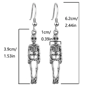 Dimensioni dettagliate degli orecchini a scheletro argento con misure precise