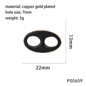 22x13mm black oval enamel pig nose clasp in gold plated copper for DIY jewelry