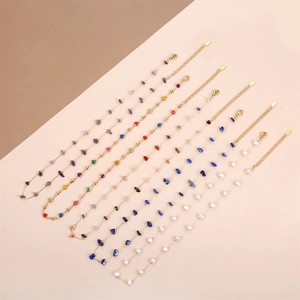 Evil eye stainless steel necklace with natural stones and pearls in colorful styles