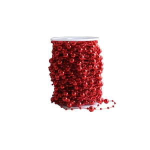 10m Red Christmas bead chain roll for festive tree decoration and DIY crafts on spool