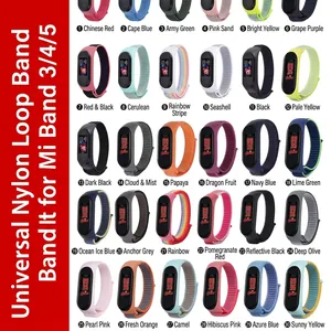 30 vibrant nylon loop watch bands with hook and loop closure for Xiaomi Mi Band 3 4 5